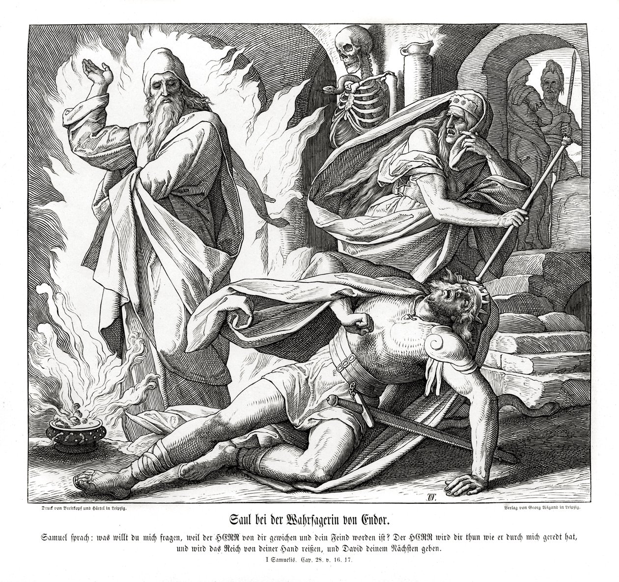 Saul med heksen fra Endor af Julius Schnorr von Carolsfeld