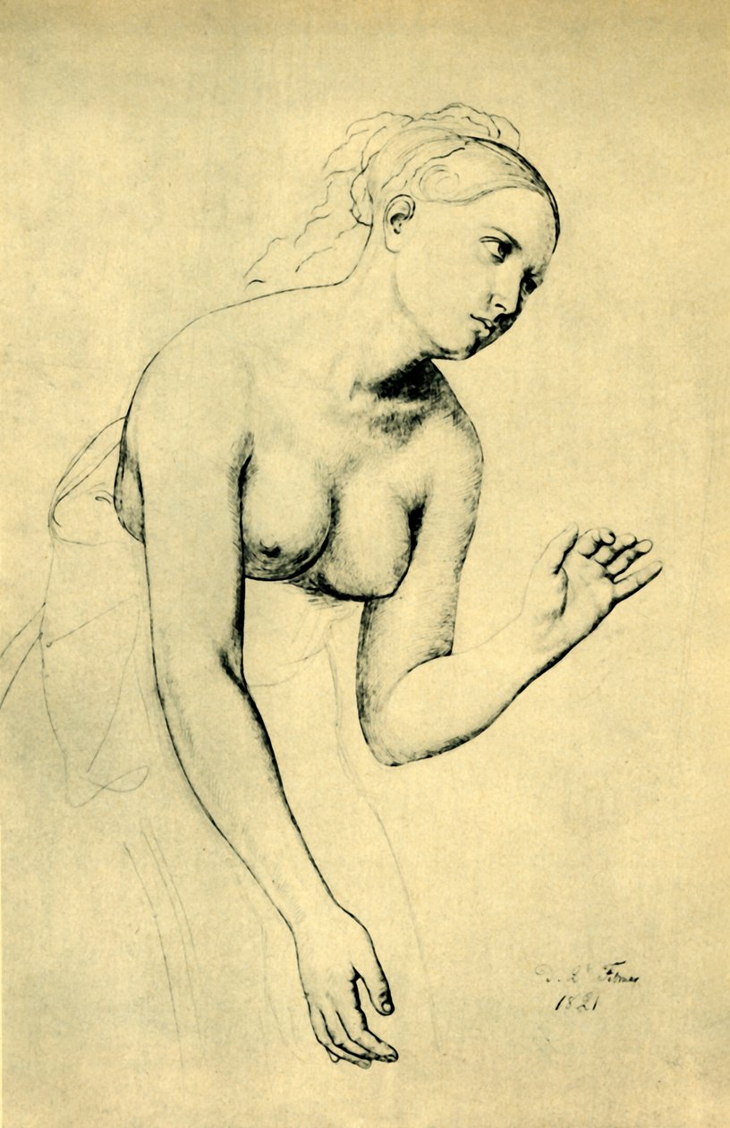 Halvnøgen kvinde, 1821, 1943. af Julius Schnorr von Carolsfeld