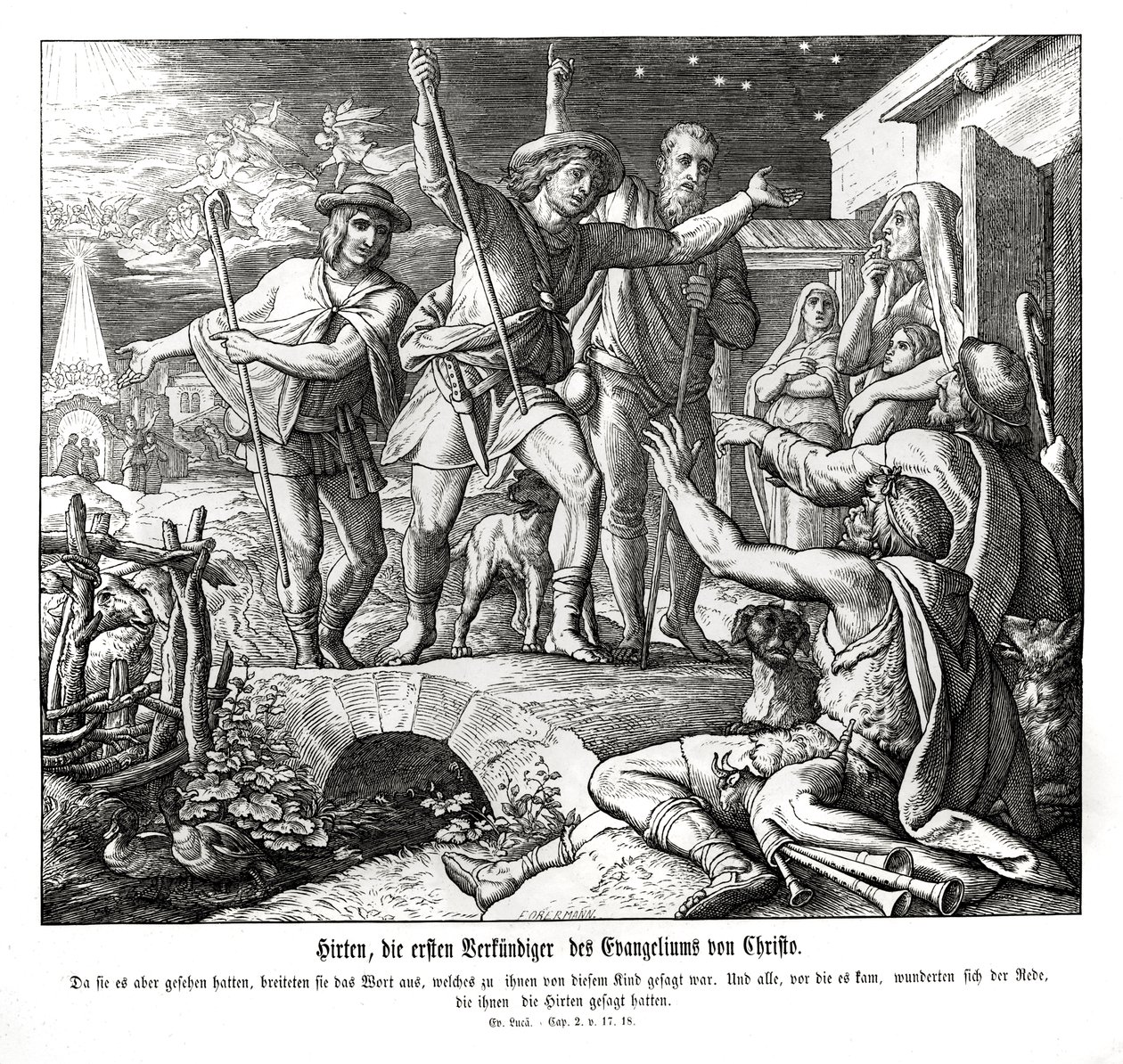 Hyrder spreder evangeliet, Lukasevangeliet af Julius Schnorr von Carolsfeld