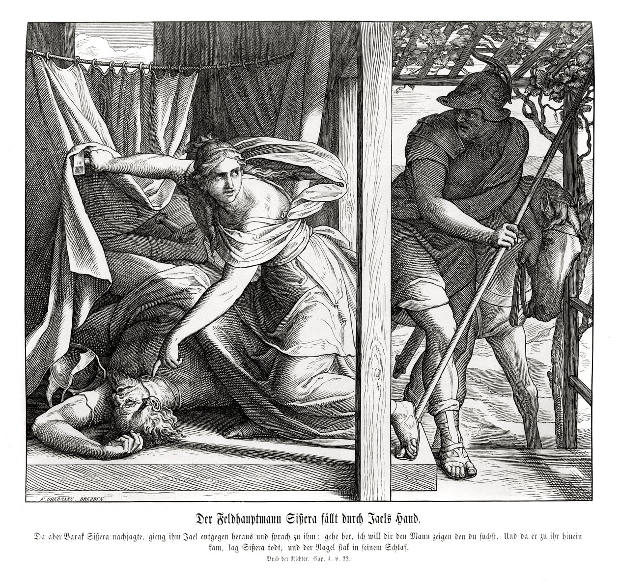 Sisera bliver dræbt af Jael, dommere af Julius Schnorr von Carolsfeld