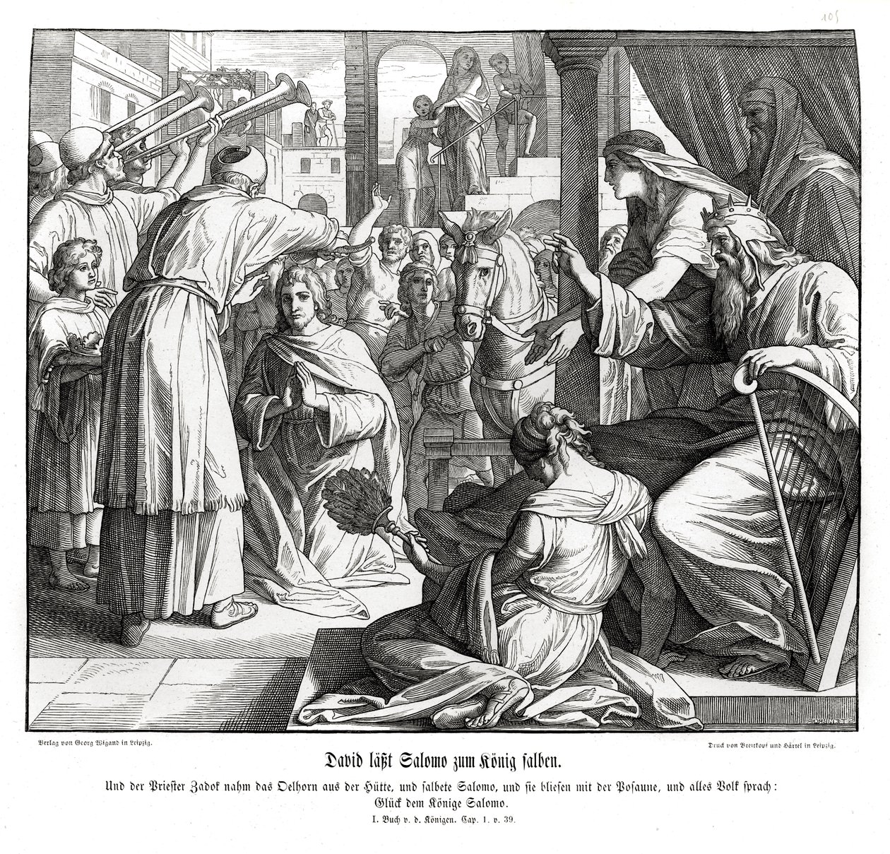 Salomo bliver salvet til konge af Julius Schnorr von Carolsfeld