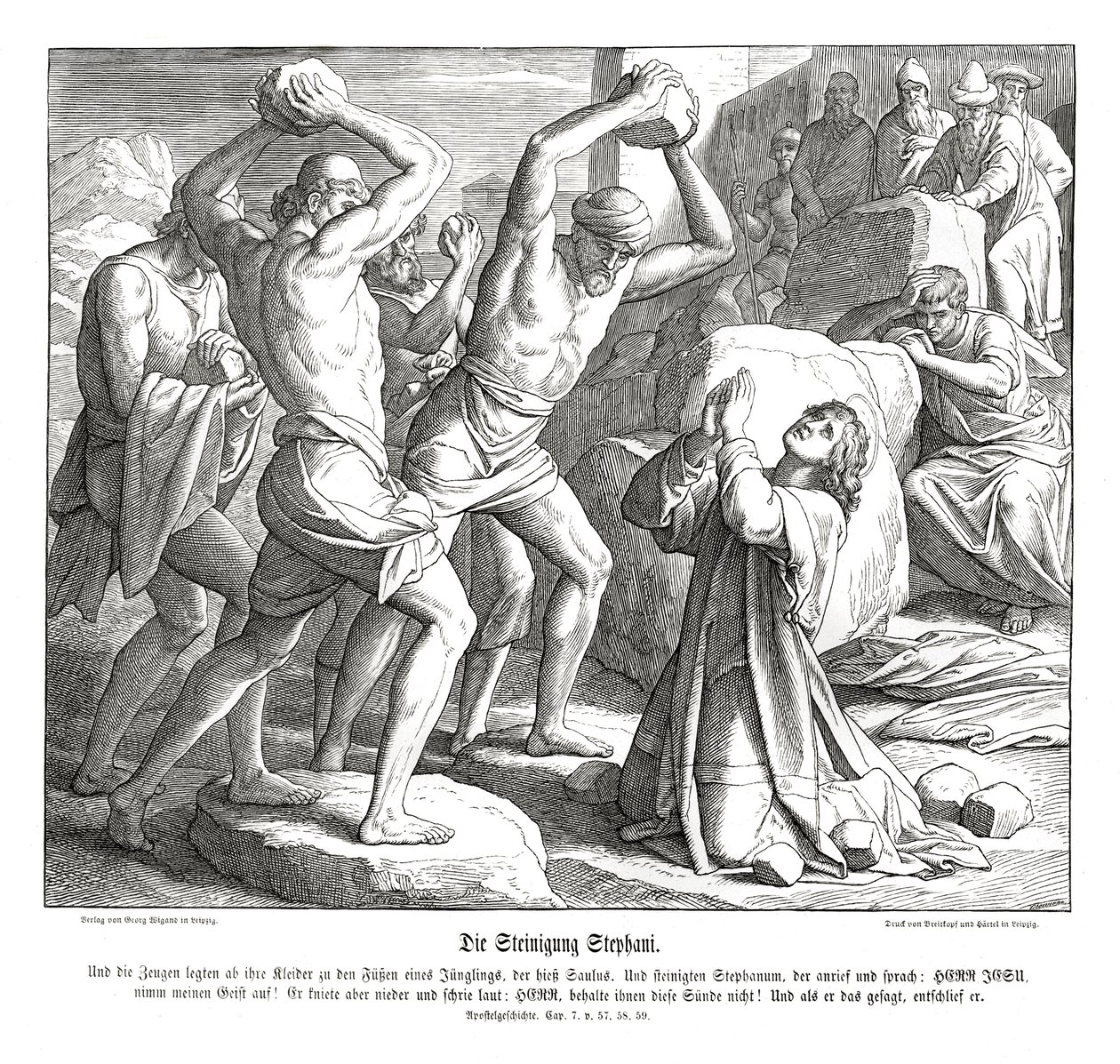 Stening af Stefanus, Apostlenes Gerninger af Julius Schnorr von Carolsfeld