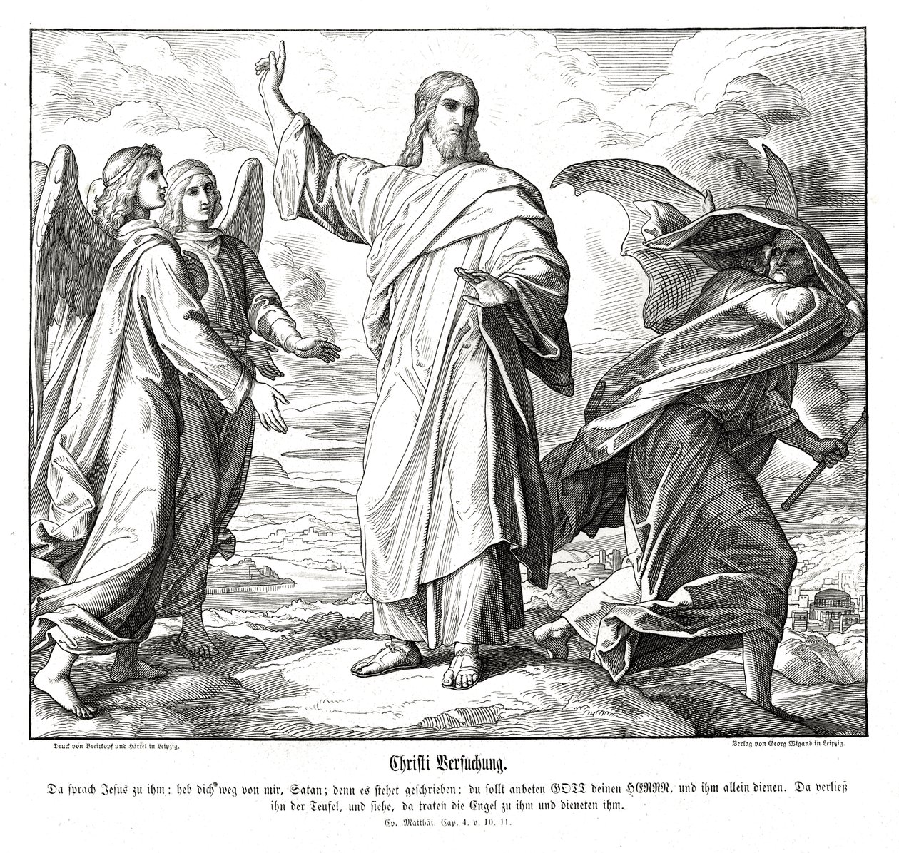 Kristi fristelse, Matthæusevangeliet af Julius Schnorr von Carolsfeld
