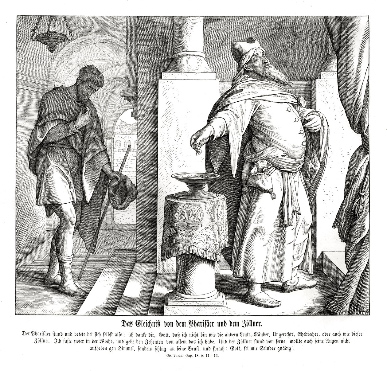 Farisæeren og tolderen, Lukasevangeliet af Julius Schnorr von Carolsfeld