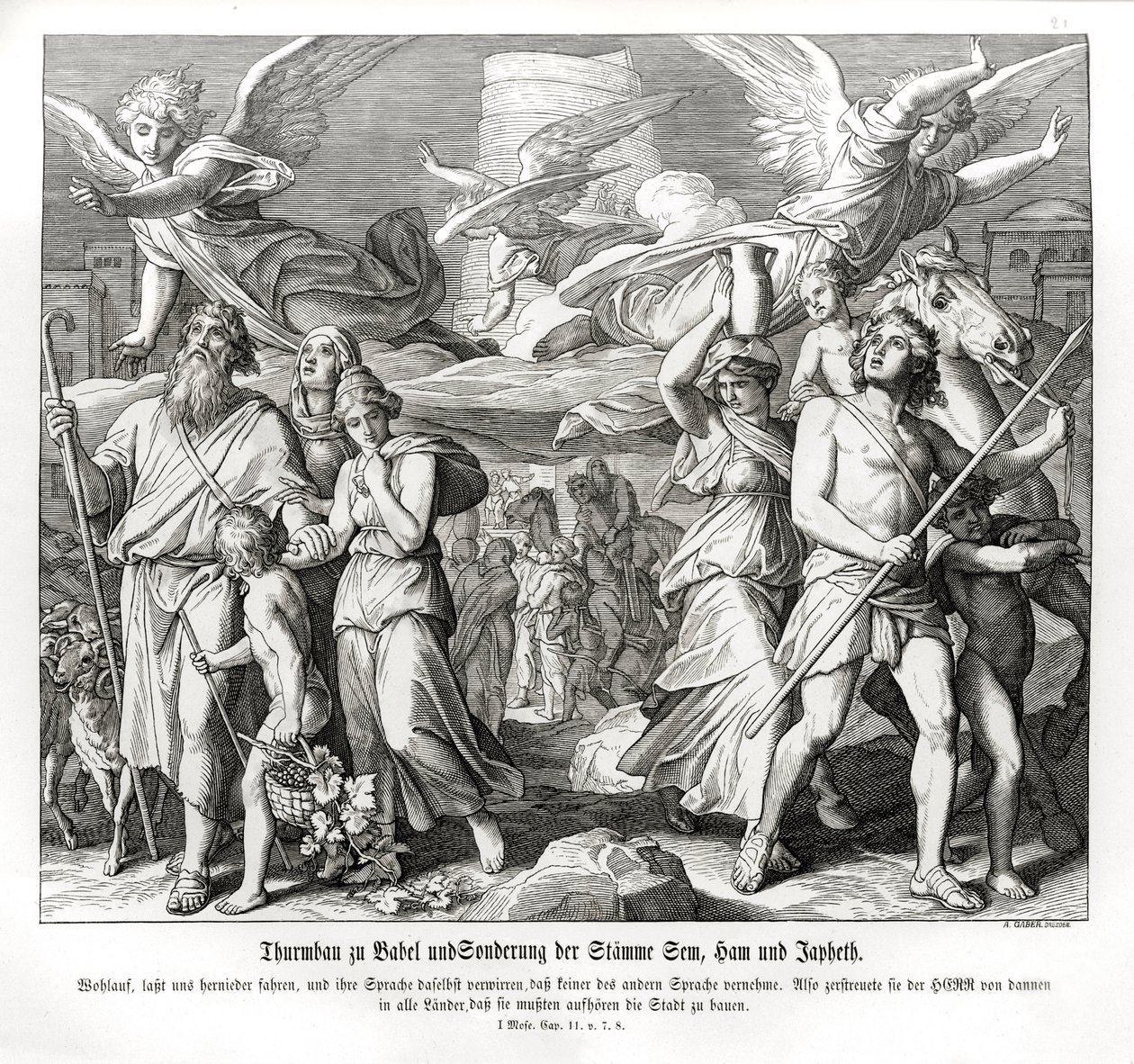 Babelstårnet, Første Mosebog af Julius Schnorr von Carolsfeld
