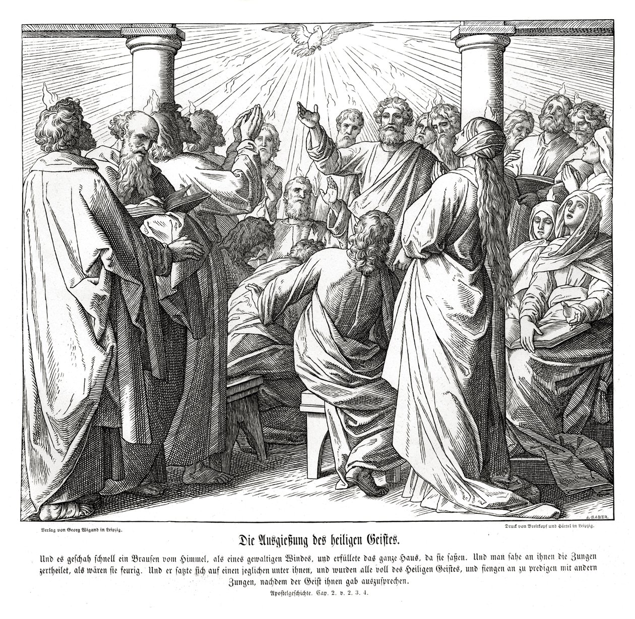 Apostlene er fyldt med Helligånden, ApG af Julius Schnorr von Carolsfeld