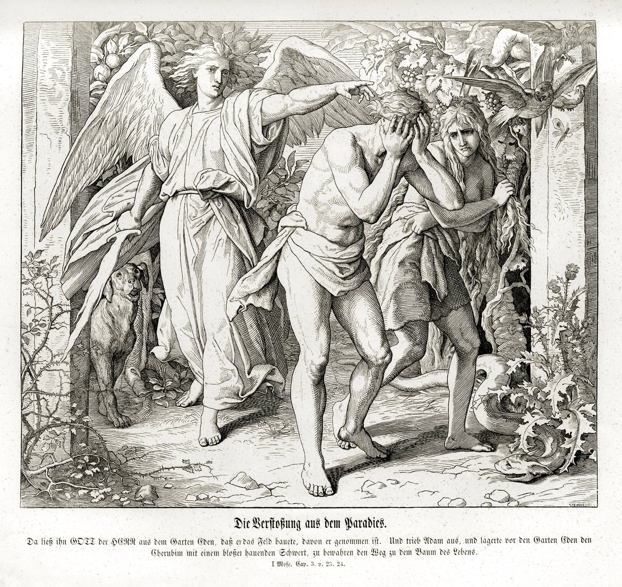 Forvisningen fra Paradiset, 1. Mosebog af Julius Schnorr von Carolsfeld