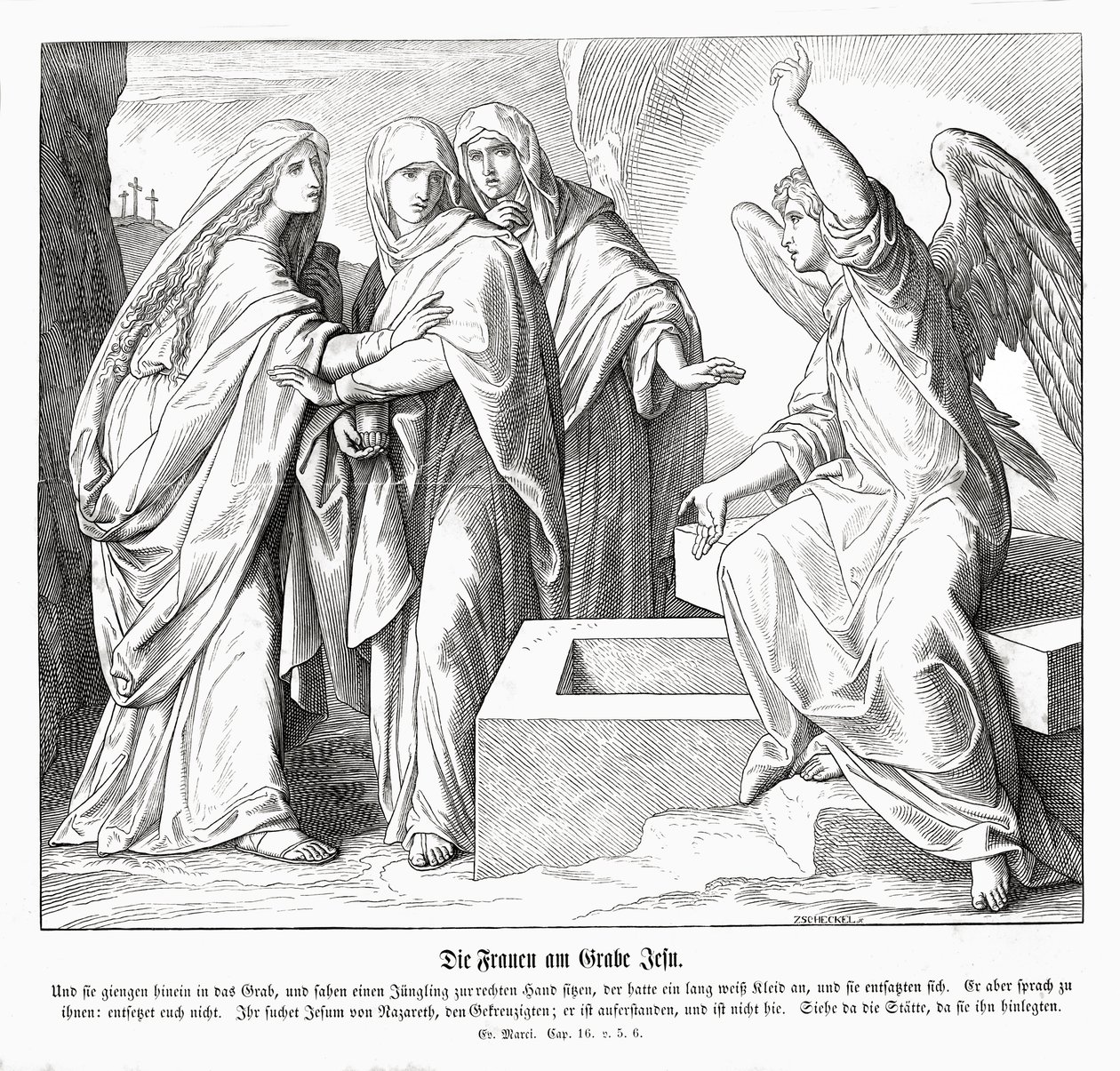 Kvinderne ved Jesu grav, Markusevangeliet af Julius Schnorr von Carolsfeld