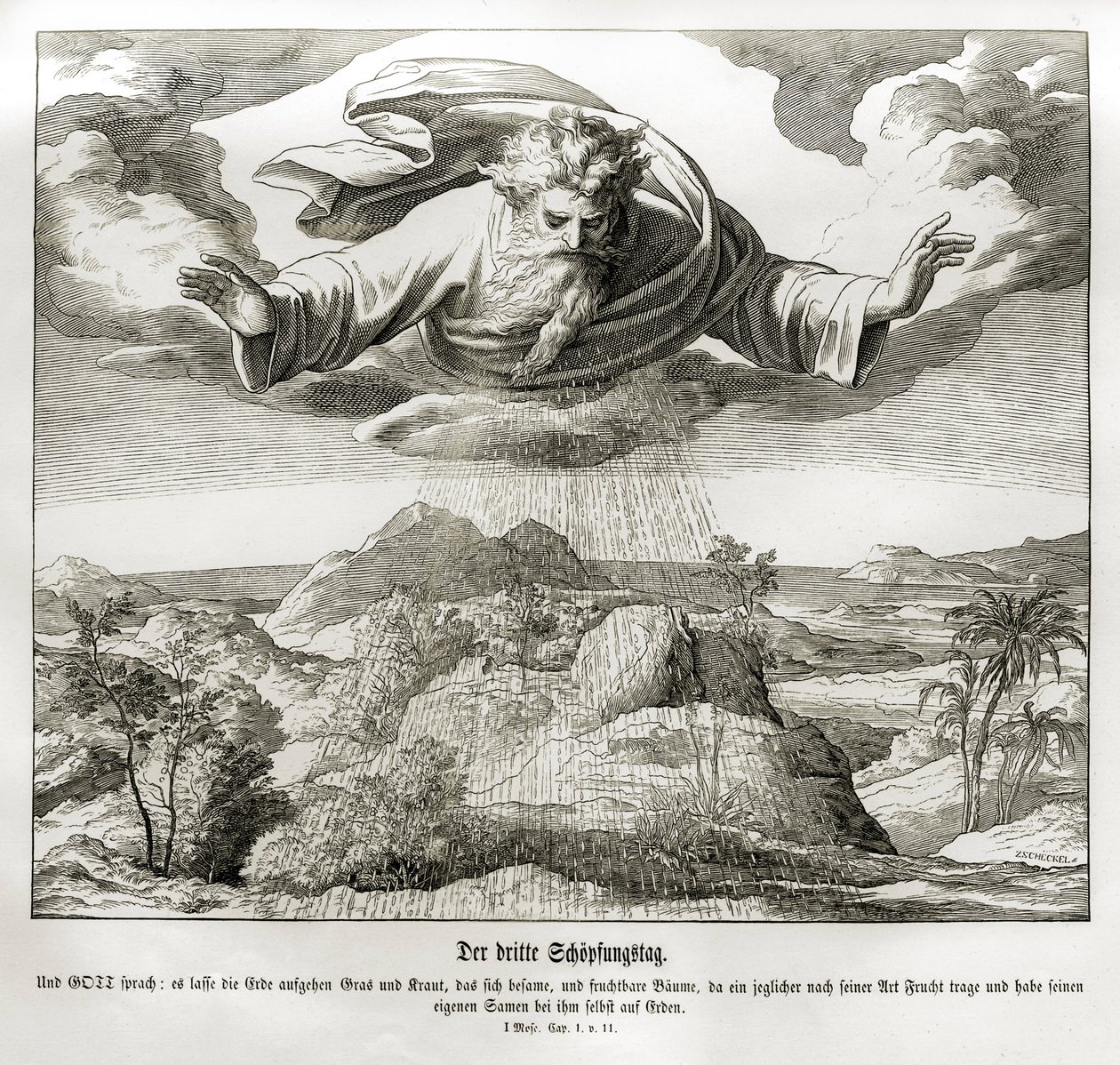 Tredje skabelsesdag, 1. Mosebog af Julius Schnorr von Carolsfeld