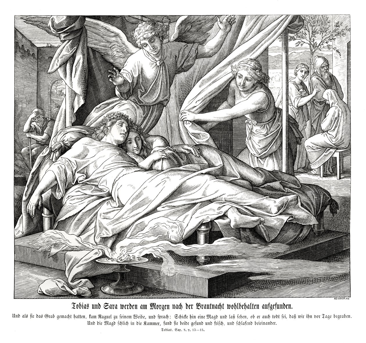 Tobias og Sarah er fundet i god behold, Tobits Bog af Julius Schnorr von Carolsfeld