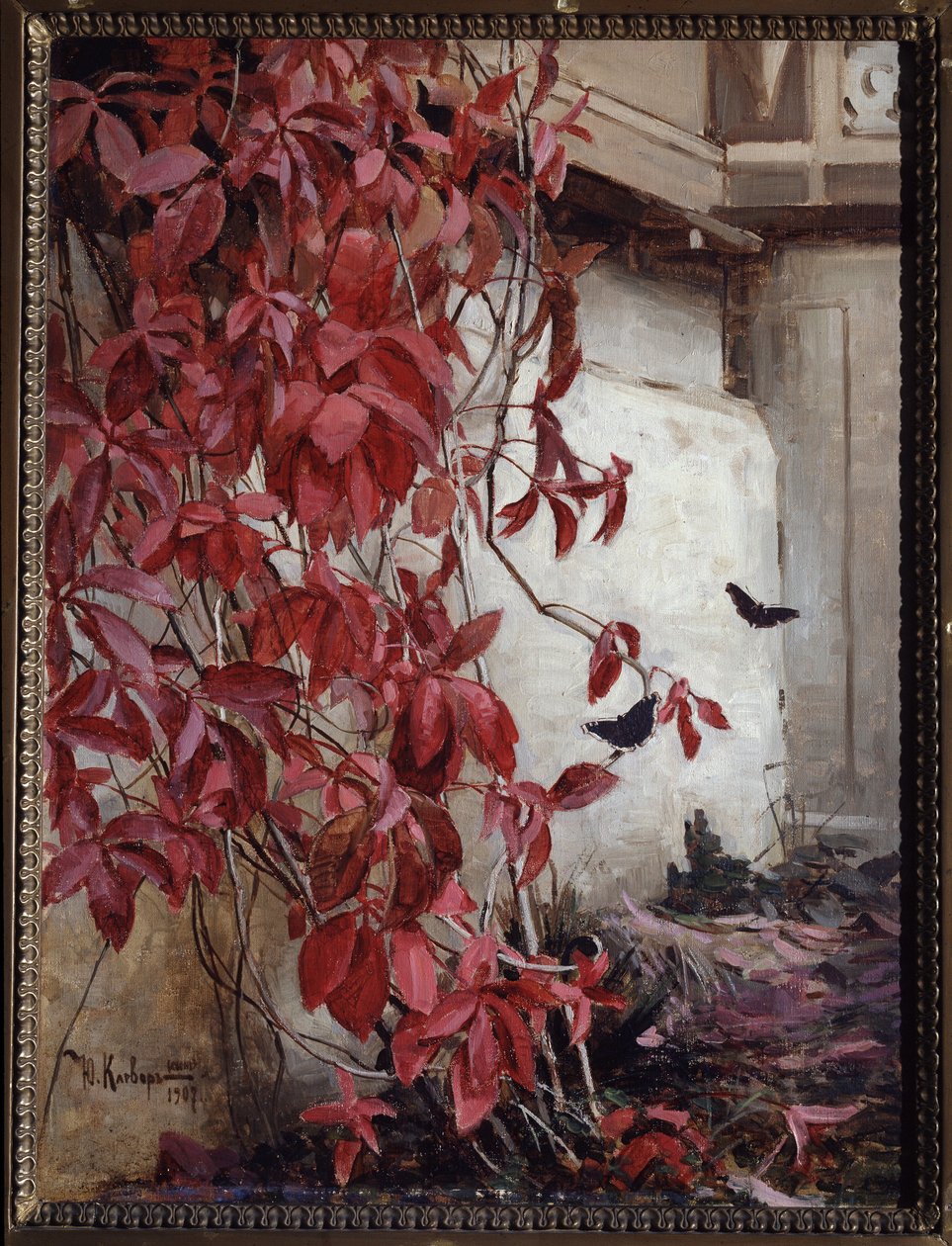 Virginia Creeper (Virginia Creeper). Maleri af Juli Julievich (Julius) von Klever (1850-1924), olie på lærred af Julius Sergius Klever