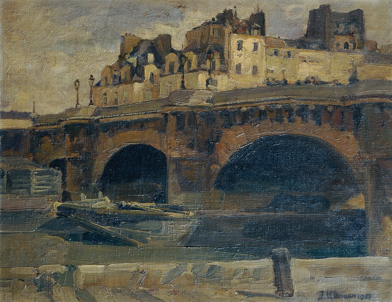 Parisisk landskab med Pont Neuf af Julius Ullmann