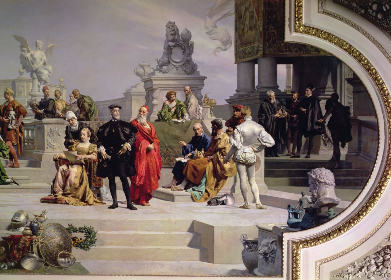 Patronage of the Arts by House of Habsburg: venstre del af et loftmaleri, 1891 (se også 70755 og 70756) af Julius Victor Berger