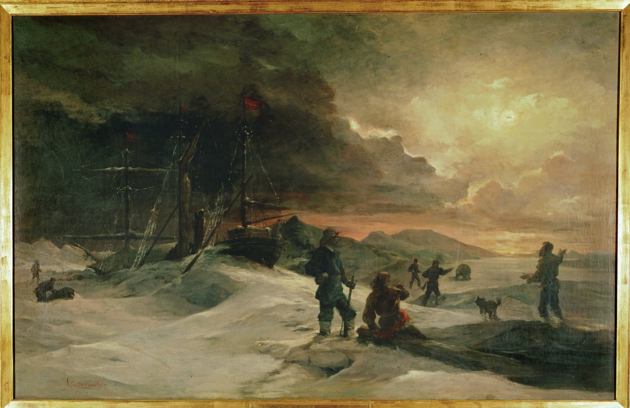 To østrigske officerer, Julius von Payer og Karl Weyprecht ... (maleri på lærred) af Julius Von Payer