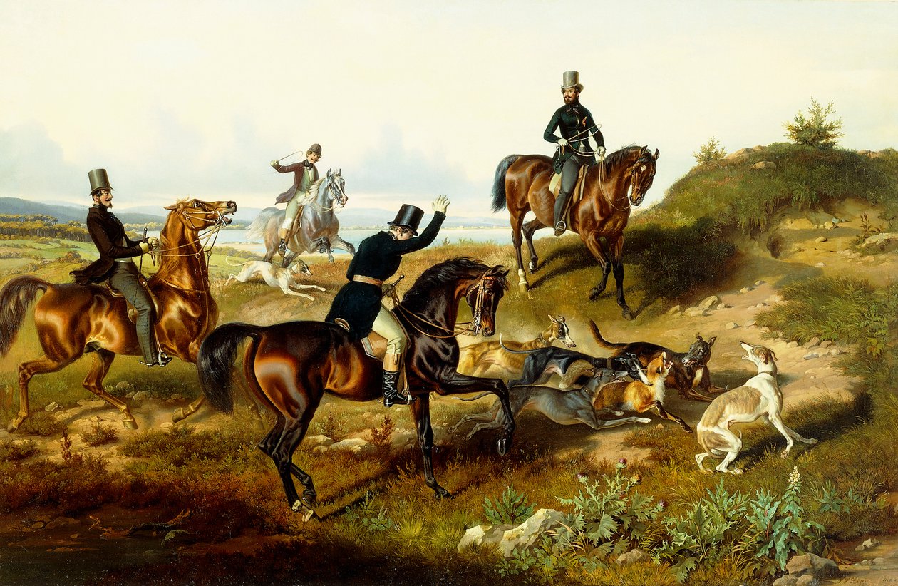 Frederik II med sit jagtparti (olie på lærred) af Julius Zimmerman