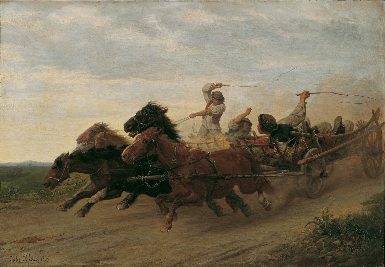Race af berusede slovakiske bønder af Julius von Blaas d. Ä.