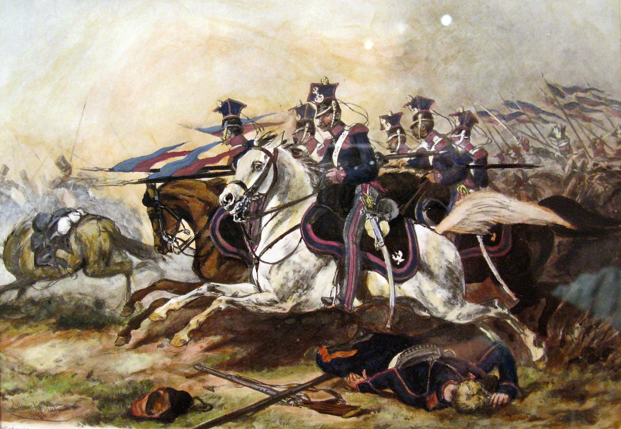 Anklagelse af Poznań Cavalery under novemberoprøret af Juliusz Fortunat Kossak