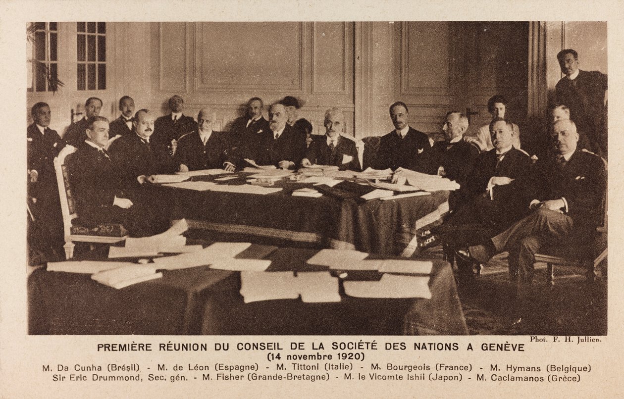 Album " Jack Bosio - War Campaign 1917-1920 ": møde i Folkeforbundets Råd i Genève af Jullien F. H.