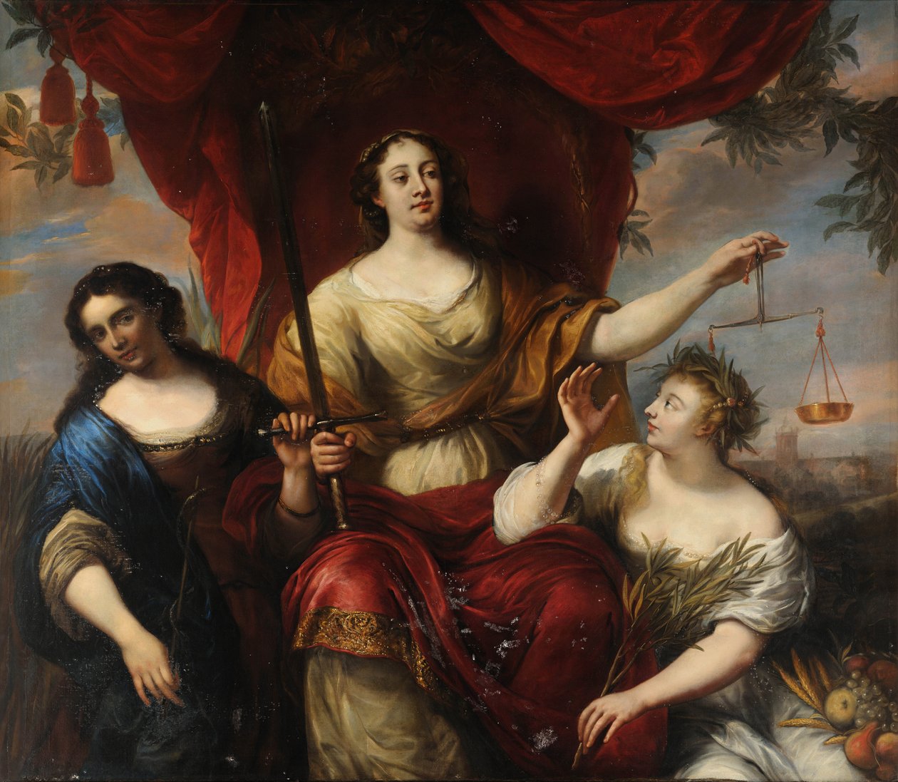 Forsigtighed, retfærdighed og fred, af Ovens, Jurgen (1623-1678). Olie på lærred af Jürgen Ovens