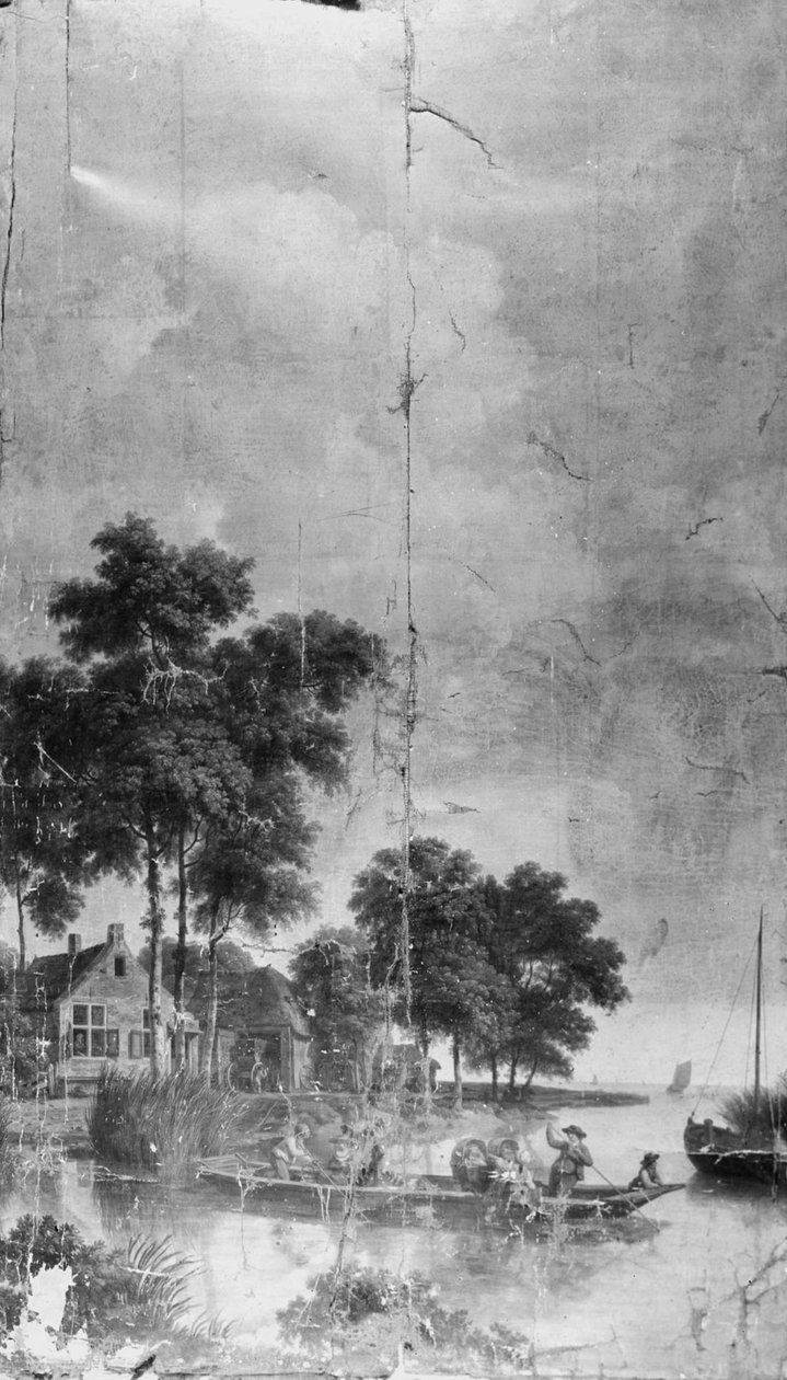 Vægbeklædning med hollandsk landskab fra salen på Keizersgracht 121 af Jurriaan Andriessen