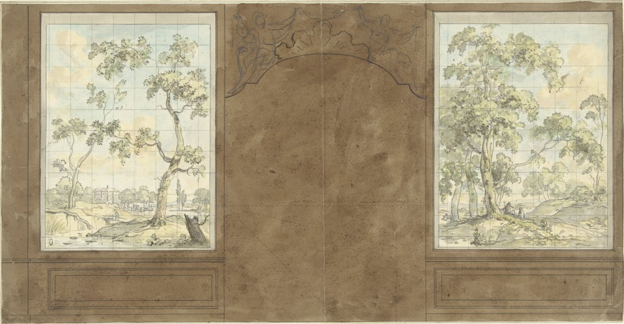 Udkast til væggen i salen hos Jan de Groot, Keizersgracht 187 af Jurriaan Andriessen
