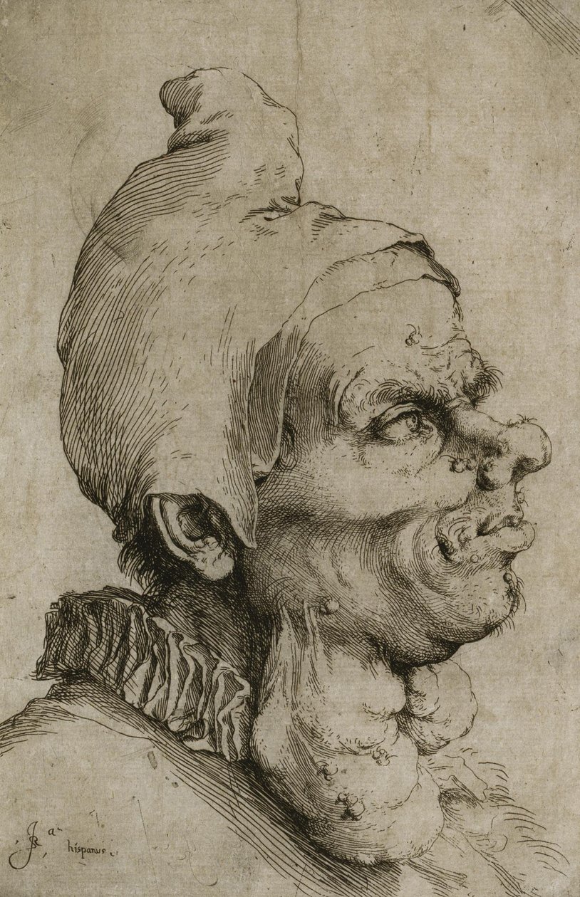 Stort grotesk hoved af Jusepe de Ribera