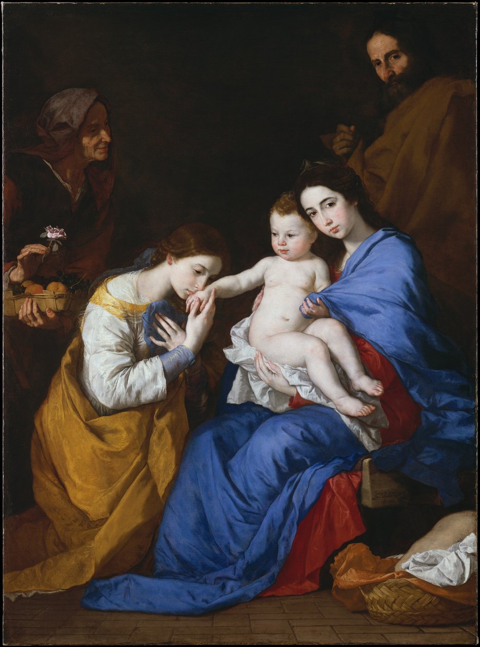 Den hellige familie med de hellige Anne og Catherine af Alexandria af Jusepe de Ribera