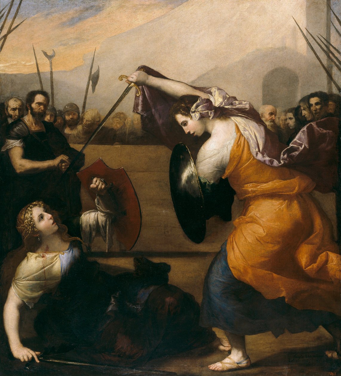 ""Duel de femmes"" (Duel af kvinder) Maleri af Jose de Ribera (1591-1652) 1636 Dim 235x212 cm Museo del Prado, Madrid af Jusepe de Ribera