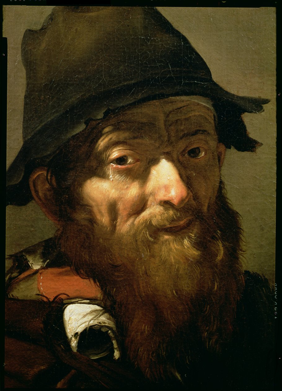 Hoved af en gammel mand, detalje af Portræt af en gammel mand med et løg olie på lærred detalje af 91076 af Jusepe de Ribera