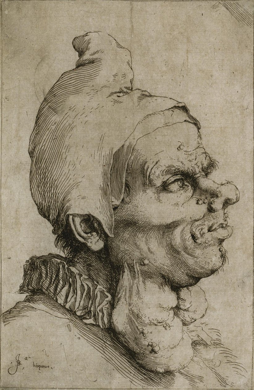 Stort grotesk hoved af Jusepe de Ribera