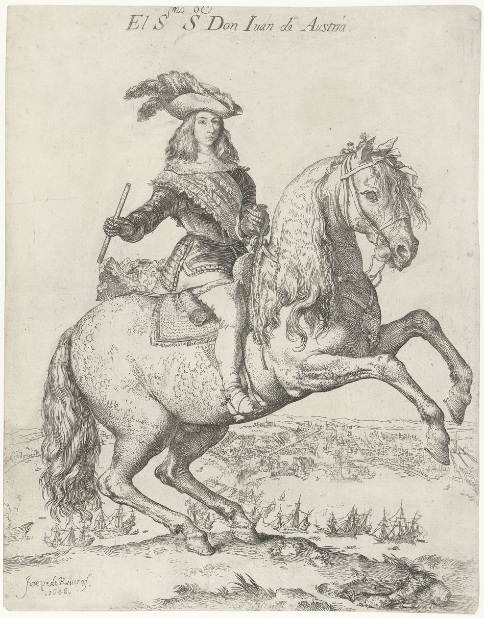 Ridesportræt af Don Juan af Østrig El S.mo S.or Don Juan de Austria (titel på objektet) af Jusepe de Ribera