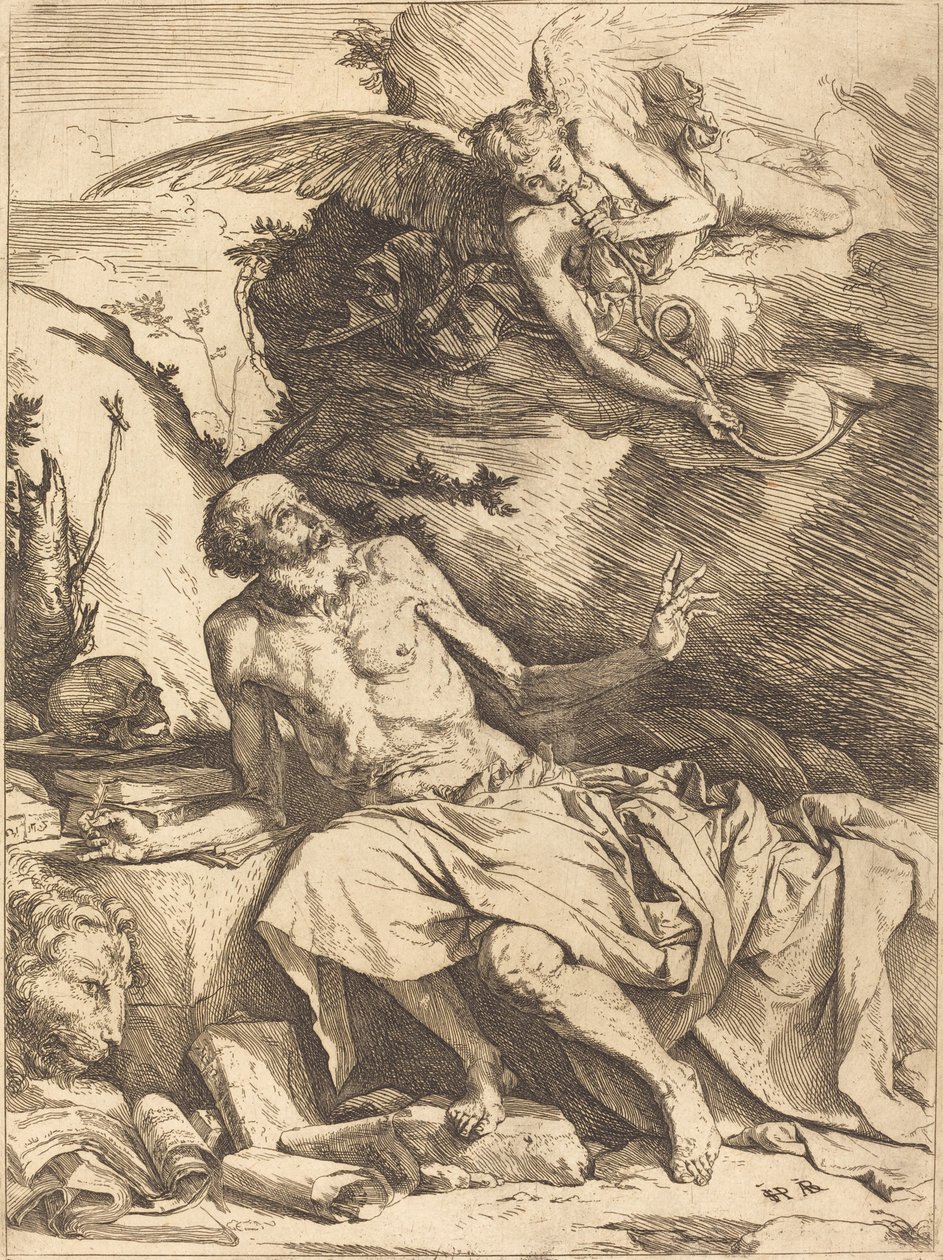 Sankt Hieronymus, der hører den sidste doms trompet af Jusepe de Ribera