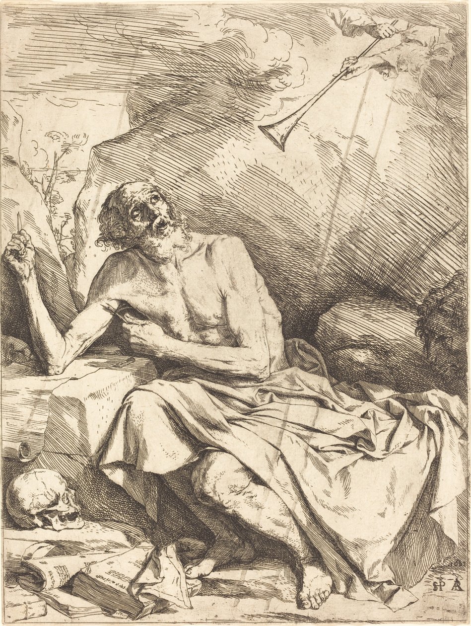Sankt Hieronymus, der hører den sidste doms trompet af Jusepe de Ribera