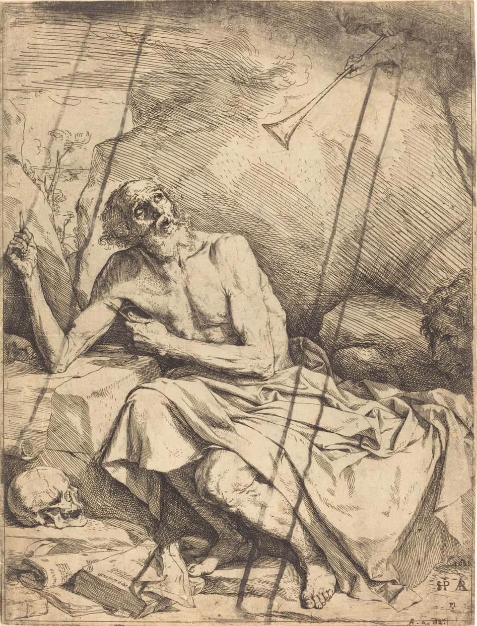 Sankt Hieronymus, der hører den sidste doms trompet af Jusepe de Ribera