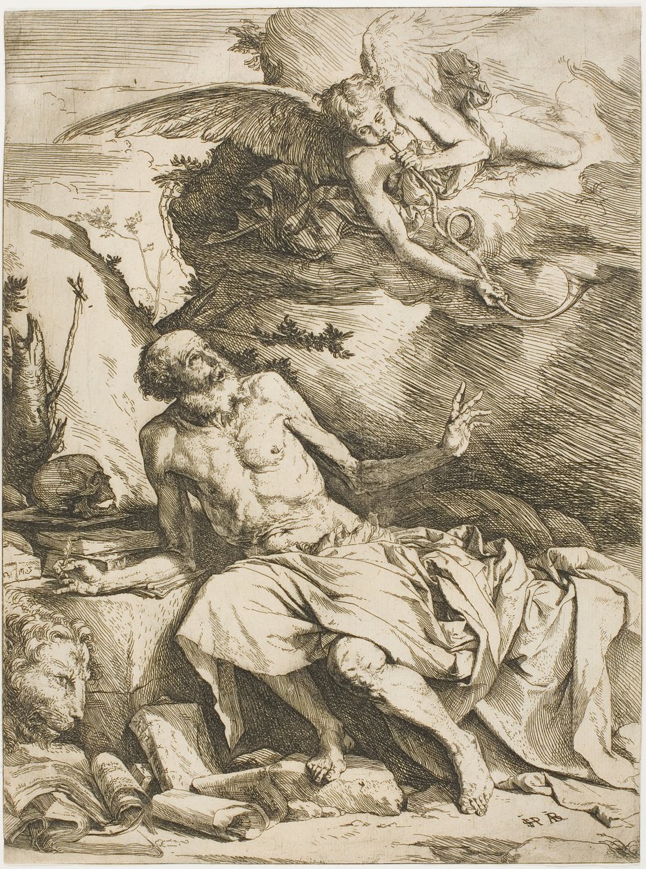 Sankt Hieronymus lytter til den sidste doms trompet af Jusepe de Ribera