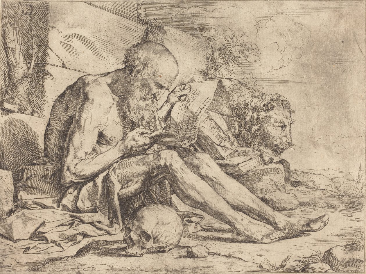 Sankt Jerome Reading af Jusepe de Ribera