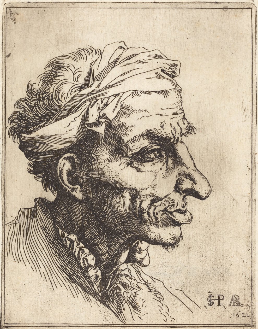 Lille grotesk hoved af Jusepe de Ribera