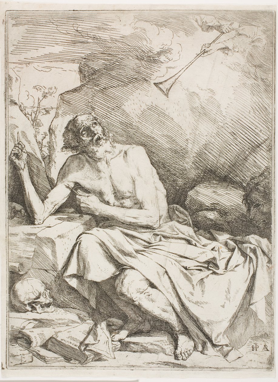 Sankt Jerome, der hører den sidste doms trompet af Jusepe de Ribera