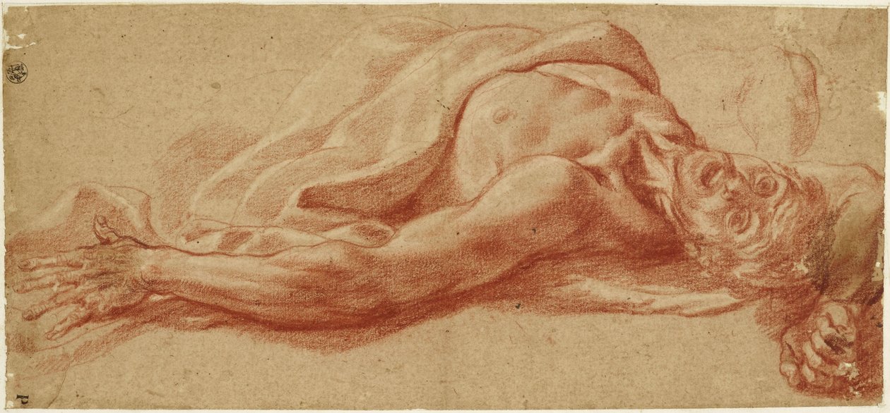 Studie af en liggende mandlig figur af Jusepe de Ribera
