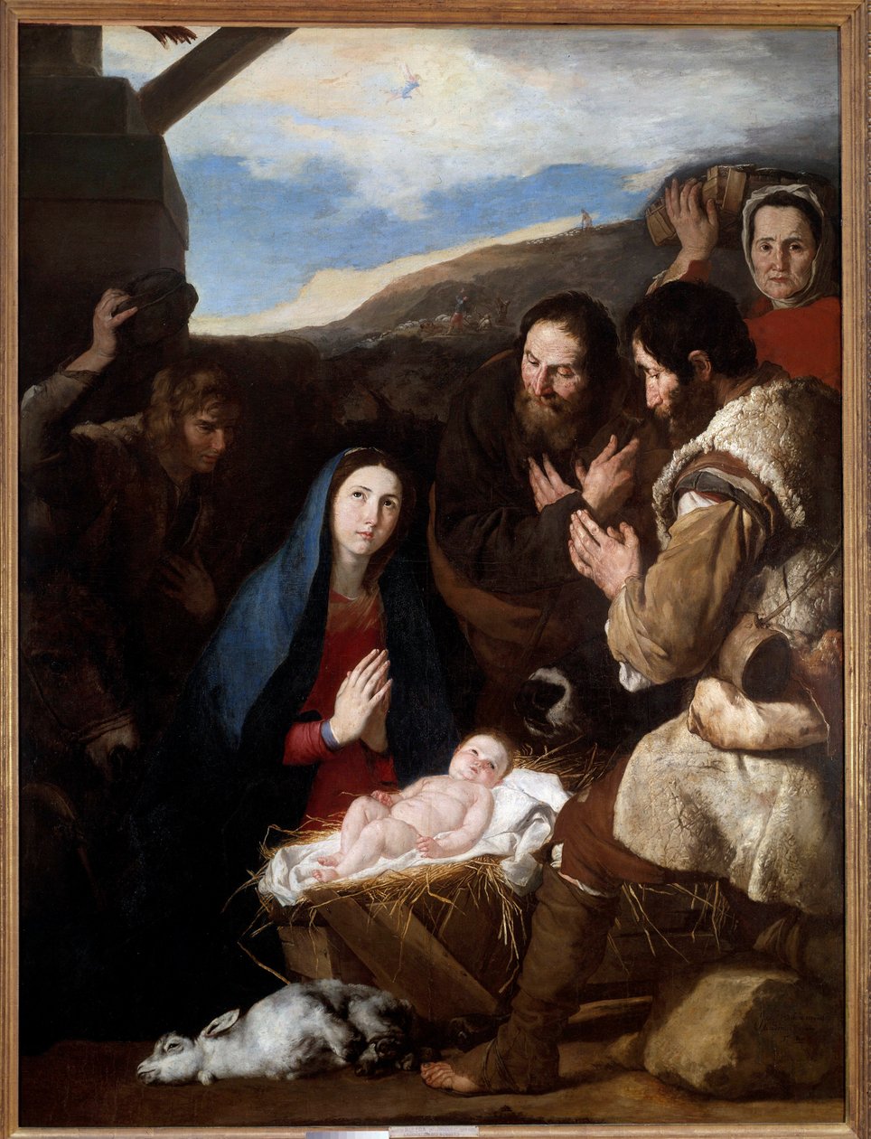 Hyrdernes tilbedelse Maleri af Jose de Ribera dit il Spagnoletto ""den spanske""" (1591-1652) af Jusepe de Ribera