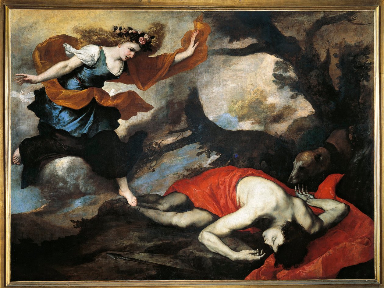 Venus og Adonis Maleri af Josepe de Ribera dit lo Spagnoletto (1591-1652) af Jusepe de Ribera