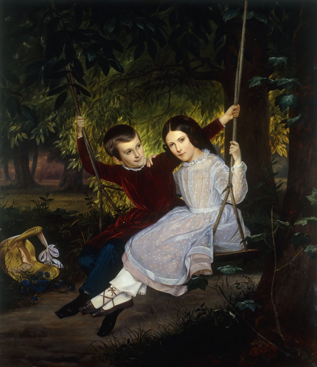 Alexander og Fanny på en gynge, 1847 af Just Jean Christian Holm