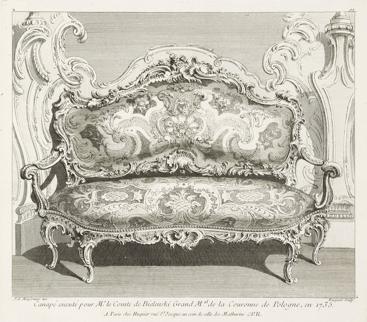 Sofa udført for greven af Bielinski Grand M.al of the Crown of Poland i 1735; Sofa udført for greven af Bielinski i 1735, 4. plade af Juste Aurèle Meissonnier