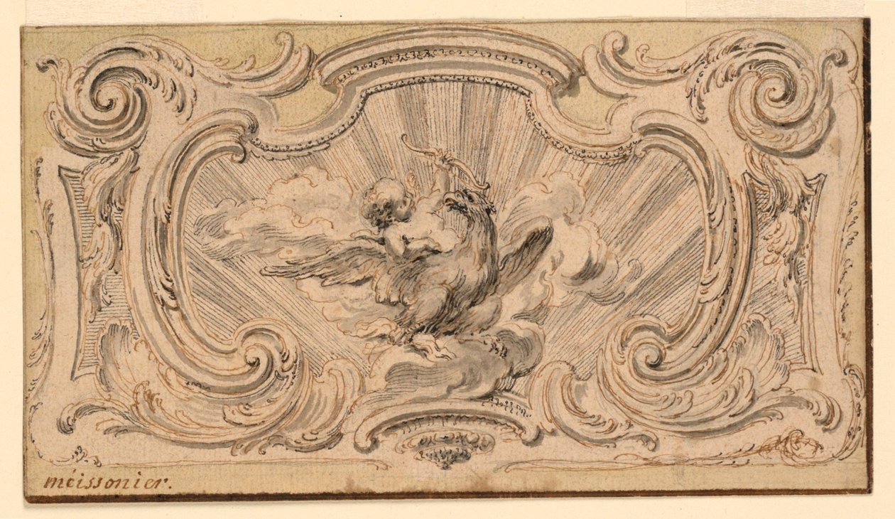 Design til et ornamentpanel af Juste Aurèle Meissonnier