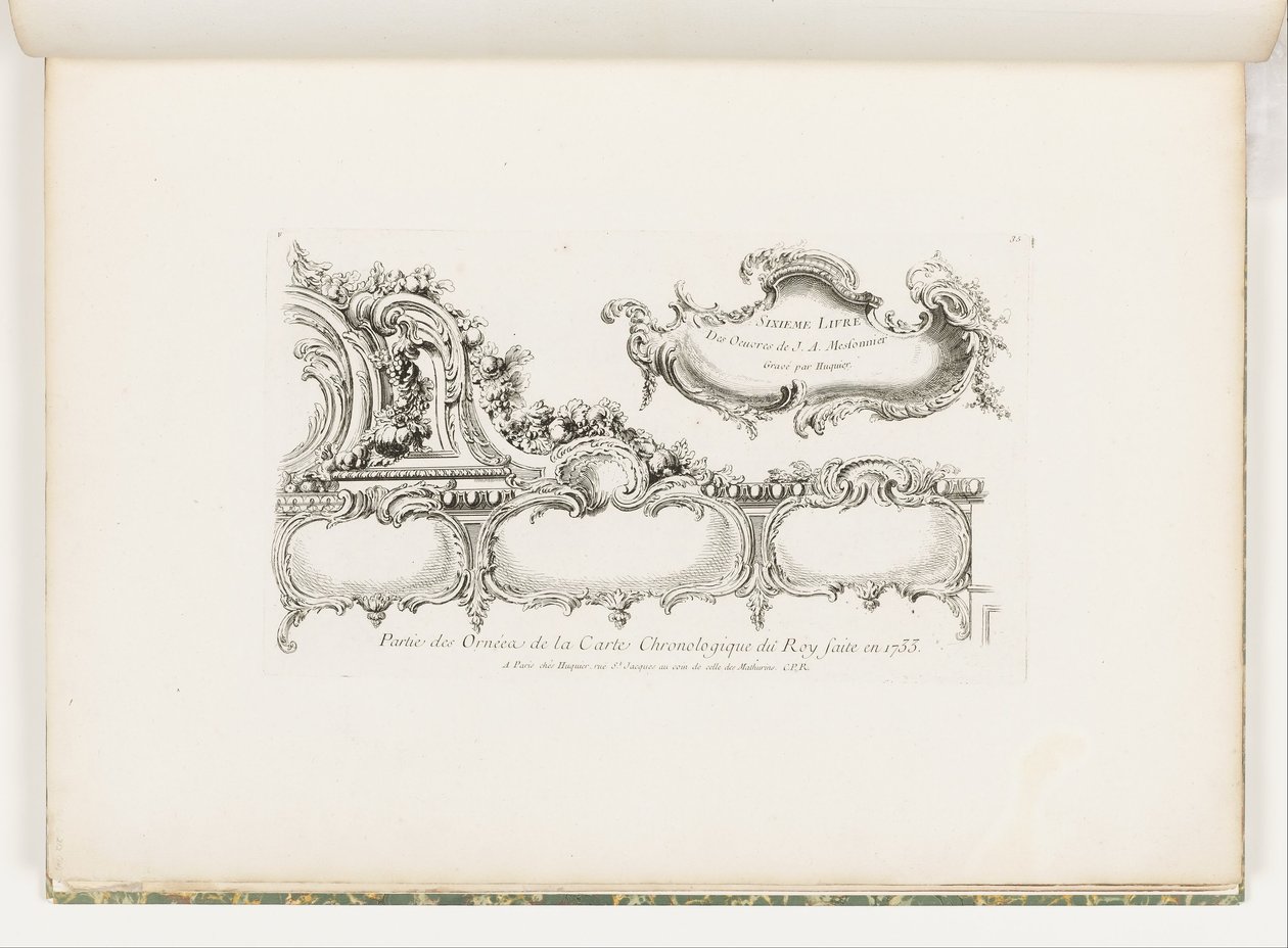 En del af Ornamenteringen fra 1733 -kronologien (Det Gamle Testamente) for kongen], pl. 35 i arbejde af Juste Aurele Meissonnier af Juste Aurèle Meissonnier