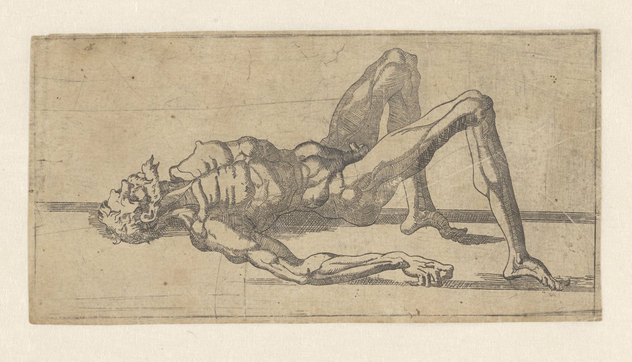 Nøgen mand, liggende på ryggen af Juste de Juste (attributed to)