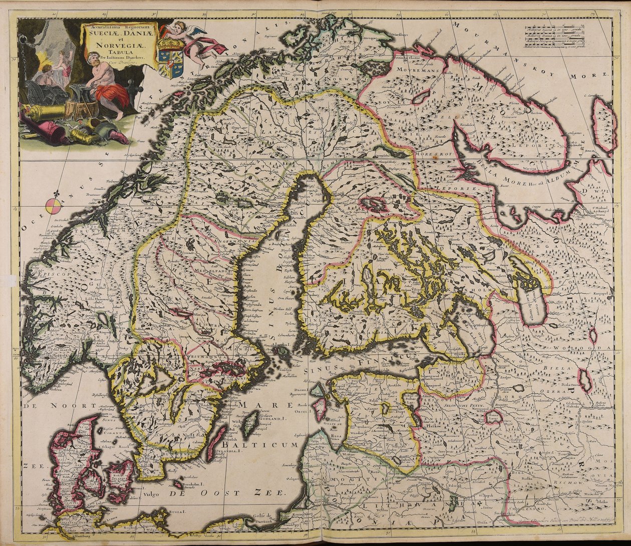 Et mest præcist kort over kongedømmene i Sverige, Danmark og Norge af Justus Danckerts