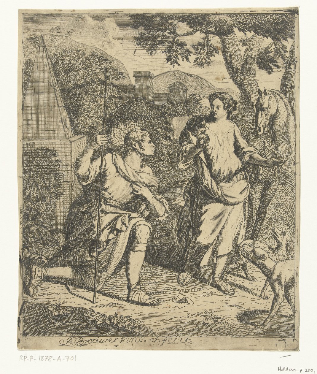 Pastoral scene sætter Granida i Daifilo af Justus Brouwer