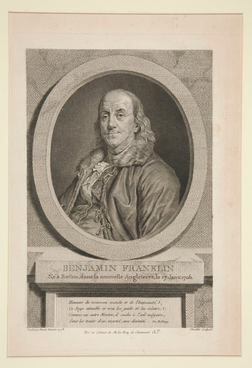 Benjamin Franklin, født i Boston, New England, 17. januar 1706 af Justus Chevillet