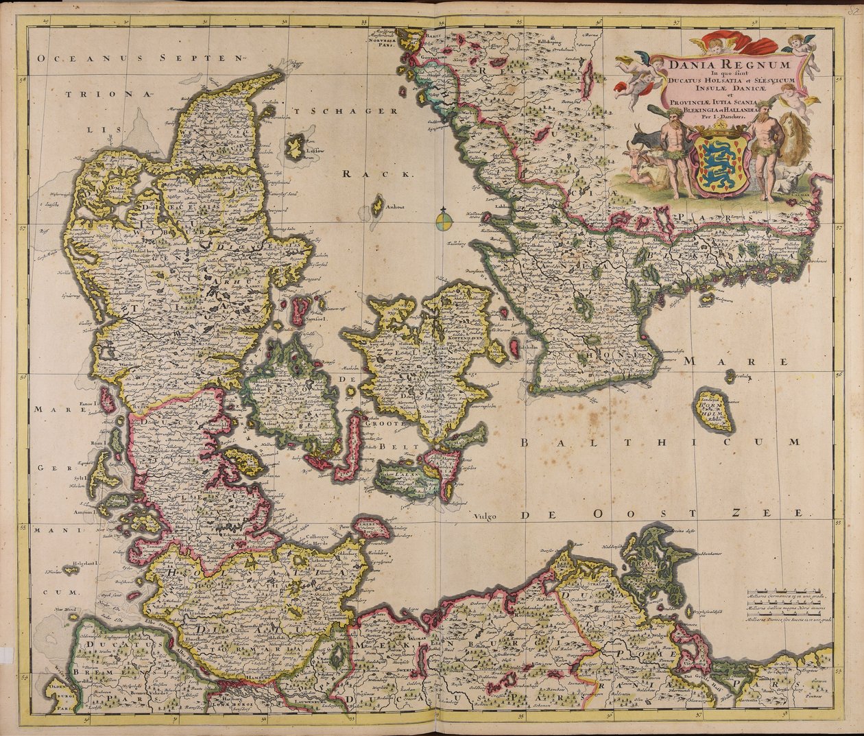 Dania regnum : in quo sunt ducatus Holsatia et Slesvicum insulae Danicae et provinciae Iutia Scania Blekingia et Hallandia af Justus Danckerts